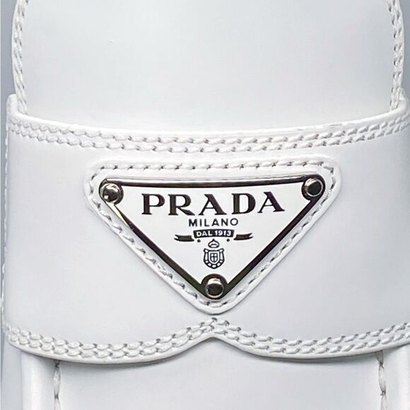 Prada Spazzolato Logo Platform Leather Loafers size 39 - Picture 10 of 14